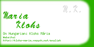 maria klohs business card